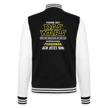 Pension 2027 Das wars - Glücklicher Pensionär - College-Sweatjacke - Schwarz/Weiß - Hinten - Marisol (170cm)