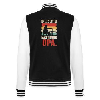Den letzten Stich macht immer Opa – Skat Doko - College-Sweatjacke - Schwarz/Weiß - Hinten - Marisol (170cm)