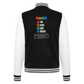 GmbH – Gym macht Beine hübsch - College-Sweatjacke - Schwarz/Weiß - Hinten - Marisol (170cm)