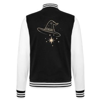 Hexenhut mit Sternen - Magische Hexe - College-Sweatjacke - Schwarz/Weiß - Hinten - Marisol (170cm)