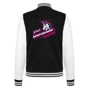 ADHS-Hyperfokus-Club, Neurodiversitäts-Superkraft - College-Sweatjacke - Schwarz/Weiß - Hinten - Marisol (170cm)