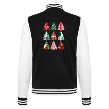 Weihnachten Boho Gemalte Weihnachtsbäume - College-Sweatjacke - Schwarz/Weiß - Hinten - Marisol (170cm)