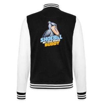 Schuhschnabel – Mein schlechte Laune-Kumpel | Exotischer Vogel - College-Sweatjacke - Schwarz/Weiß - Hinten - Marisol (170cm)