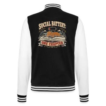 Capybara Lesen Bücherwurm Retro - College-Sweatjacke - Schwarz/Weiß - Hinten - Marisol (170cm)