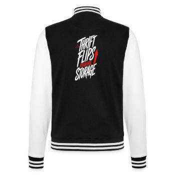 Secondhand-Humor – Thrift Flips Require Storage - College-Sweatjacke - Schwarz/Weiß - Hinten - Marisol (170cm)