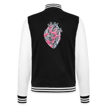 Zerbrochenes Glasherz mit rosa Kaugummi repariert - College-Sweatjacke - Schwarz/Weiß - Hinten - Marisol (170cm)
