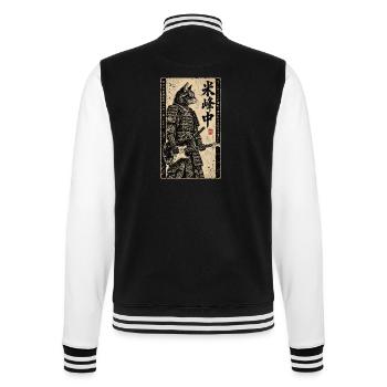 Katzen-Samurai  Gitarrenkatze - College-Sweatjacke - Schwarz/Weiß - Hinten - Marisol (170cm)