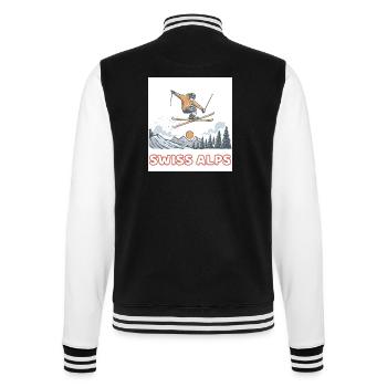 Schweizer Alpen Sprung-Skier - College-Sweatjacke - Schwarz/Weiß - Hinten - Marisol (170cm)