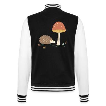 Igel und Waldpilz - College-Sweatjacke - Schwarz/Weiß - Hinten - Marisol (170cm)