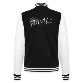 Oma mit Kleeblatt – Weiß - College-Sweatjacke - Schwarz/Weiß - Hinten - Marisol (170cm)
