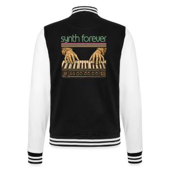 Synthesizer Hände Retro Keyboard Musiker - College-Sweatjacke - Schwarz/Weiß - Hinten - Marisol (170cm)