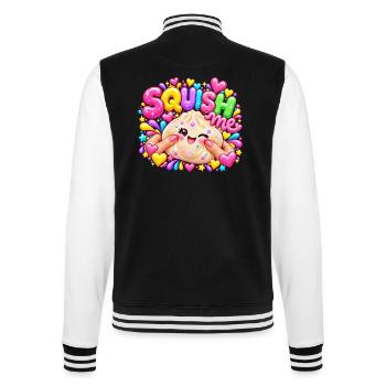 Squish Me: Buntes Herz-Squishy - College-Sweatjacke - Schwarz/Weiß - Hinten - Marisol (170cm)
