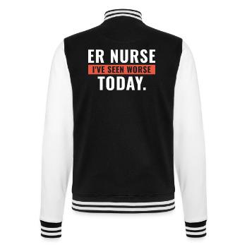 Notaufnahme-Schwester Ich habe heute schon Schlimmeres gesehen - College-Sweatjacke - Schwarz/Weiß - Hinten - Marisol (170cm)