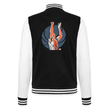 Basketballspieler Arme hoch - Retro Stil - College-Sweatjacke - Schwarz/Weiß - Hinten - Marisol (170cm)