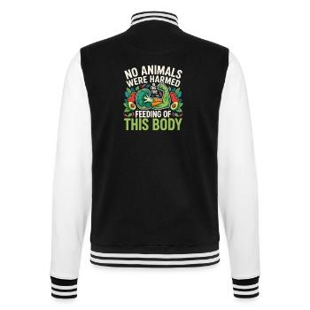 No Animals Were Harmed in the Feeding of This Body - College-Sweatjacke - Schwarz/Weiß - Hinten - Marisol (170cm)