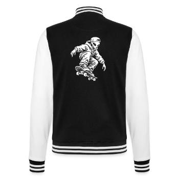 Alien Skater im Streetstyle - Ufo Skateboard - College-Sweatjacke - Schwarz/Weiß - Hinten - Marisol (170cm)