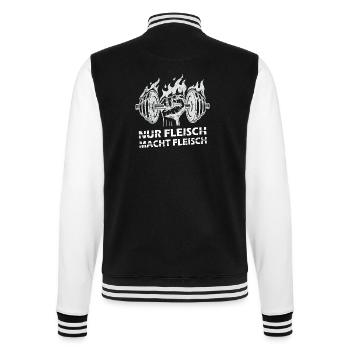 Nur Fleisch macht Fleisch Bodybuilding Gym Fitness - College-Sweatjacke - Schwarz/Weiß - Hinten - Marisol (170cm)