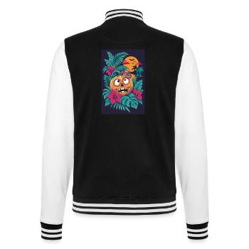 Skelett-Kürbis und tropischer Mond - College-Sweatjacke - Schwarz/Weiß - Hinten - Marisol (170cm)