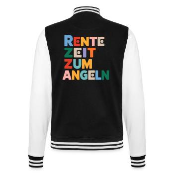 Rente Zeit zum Angeln Spruch - College-Sweatjacke - Schwarz/Weiß - Hinten - Marisol (170cm)