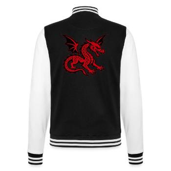 Roter Drache mit ausgebreiteten Flügeln - College-Sweatjacke - Schwarz/Weiß - Hinten - Marisol (170cm)