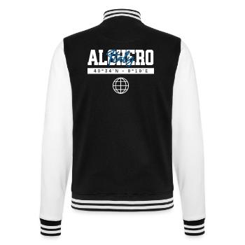 Alghero Italien Koordinaten Reise Souvenir - College-Sweatjacke - Schwarz/Weiß - Hinten - Marisol (170cm)