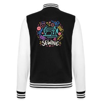 Love Sewing Machine Craft - College-Sweatjacke - Schwarz/Weiß - Hinten - Marisol (170cm)