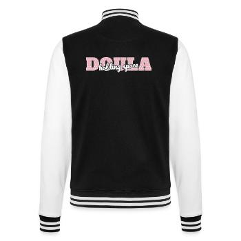 Doula hält den Raum - College-Sweatjacke - Schwarz/Weiß - Hinten - Marisol (170cm)