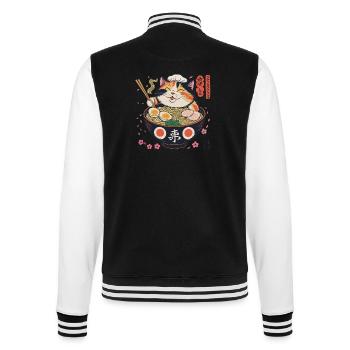 Ramen Katze mit Kochmütze - College-Sweatjacke - Schwarz/Weiß - Hinten - Marisol (170cm)