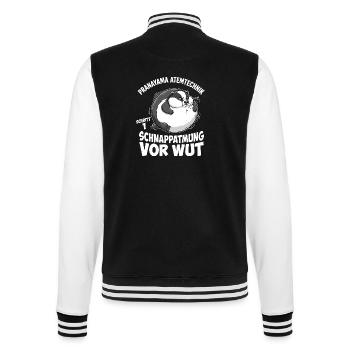 Yoga Dachs Atemübung - College-Sweatjacke - Schwarz/Weiß - Hinten - Marisol (170cm)