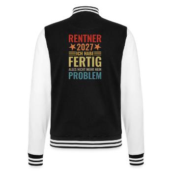 Rentner 2027 - Ich habe fertig - College-Sweatjacke - Schwarz/Weiß - Hinten - Marisol (170cm)