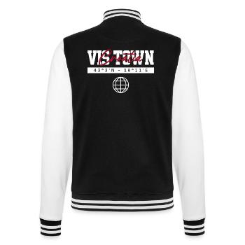 Vis Kroatien Koordinaten Reise Souvenir - College-Sweatjacke - Schwarz/Weiß - Hinten - Marisol (170cm)