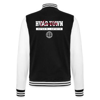 Hvar-Stadt Kroatien Koordinaten Reise Souvenir - College-Sweatjacke - Schwarz/Weiß - Hinten - Marisol (170cm)