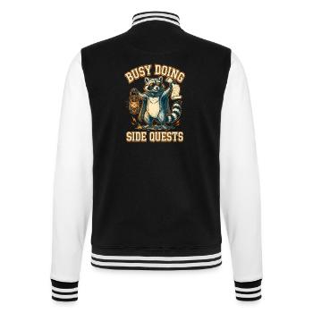 Beschäftigt mit Nebenquests, Waschbär - College-Sweatjacke - Schwarz/Weiß - Hinten - Marisol (170cm)