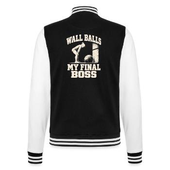 Wall Balls Damen-Hybrid-Fitness-Rennen Fitnessstudio-Humor - College-Sweatjacke - Schwarz/Weiß - Hinten - Marisol (170cm)
