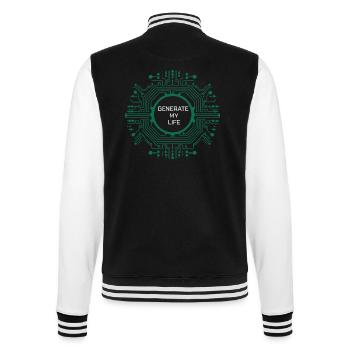 Generate My Life – Schaltkreisdesign - College-Sweatjacke - Schwarz/Weiß - Hinten - Marisol (170cm)