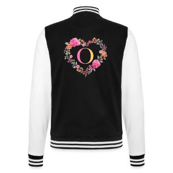 O Monogramm Blumen Herz personalisierbar - College-Sweatjacke - Schwarz/Weiß - Hinten - Marisol (170cm)