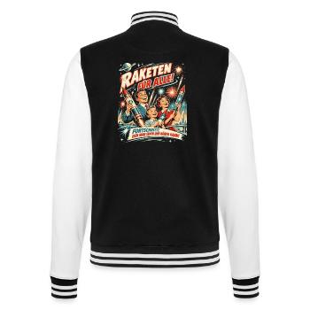 Raketen für alle – Feuerwerk - College-Sweatjacke - Schwarz/Weiß - Hinten - Marisol (170cm)