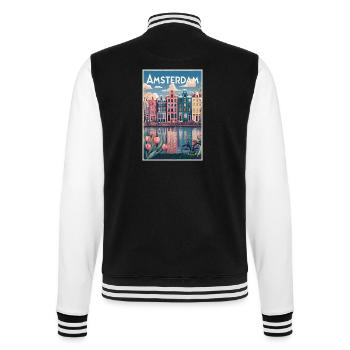 Amsterdamer Kanalporträt - College-Sweatjacke - Schwarz/Weiß - Hinten - Marisol (170cm)