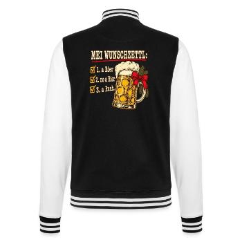 Mei Wunschzettl Bier Weihnachten bairisch - College-Sweatjacke - Schwarz/Weiß - Hinten - Marisol (170cm)