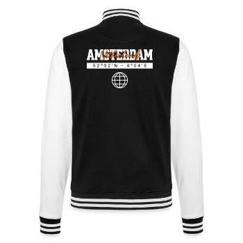 Amsterdam Niederlande Koordinaten Reise Souvenir - College-Sweatjacke - Schwarz/Weiß - Hinten - Marisol (170cm)