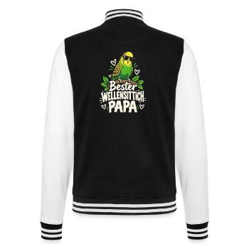 Bester Wellensittich Papa Vogelliebhaber - College-Sweatjacke - Schwarz/Weiß - Hinten - Marisol (170cm)