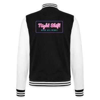 Nachtschicht-Schild über Nacht geöffnet - College-Sweatjacke - Schwarz/Weiß - Hinten - Marisol (170cm)
