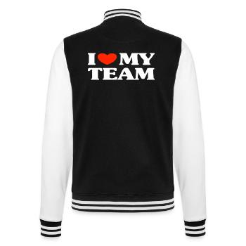 Team Teamwork Spruch - College-Sweatjacke - Schwarz/Weiß - Hinten - Marisol (170cm)