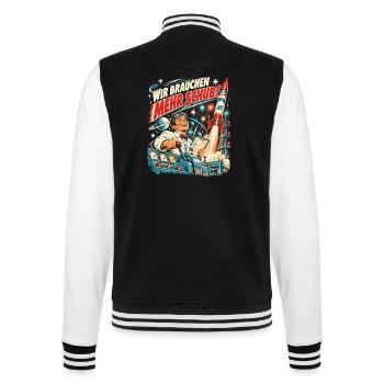 Wir brauchen mehr Schub – Feuerwerk - College-Sweatjacke - Schwarz/Weiß - Hinten - Marisol (170cm)