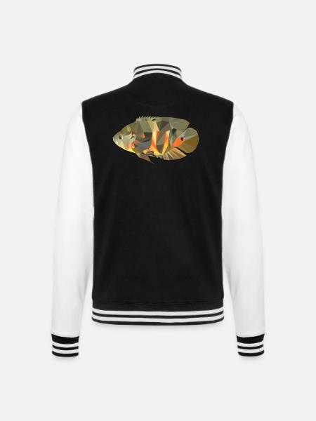 Astronotus ocellatus (Pfauenaugenbuntbarsch) - College-Sweatjacke - Schwarz/Weiß