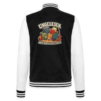 Ungelesene Bücher unter sich - College-Sweatjacke - Schwarz/Weiß - Hinten - Marisol (170cm)