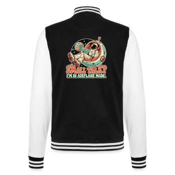 Small Talk im Flugmodus - College-Sweatjacke - Schwarz/Weiß - Hinten - Marisol (170cm)