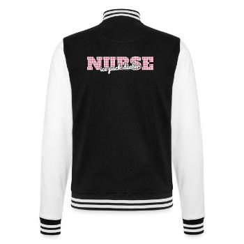 Cold Pack Dealer Schul-Krankenschwester-Gesundheitsbüro - College-Sweatjacke - Schwarz/Weiß - Hinten - Marisol (170cm)