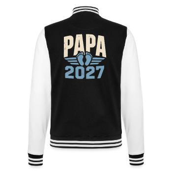 Papa 2027 Vorfreude Auf Das Erste Baby - College-Sweatjacke - Schwarz/Weiß - Hinten - Marisol (170cm)