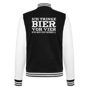 Rebell Spruch - College-Sweatjacke - Schwarz/Weiß - Hinten - Marisol (170cm)